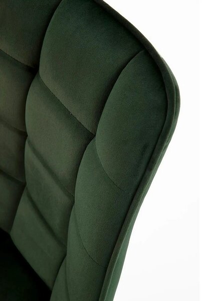 Scaun tapitat stofa K332, verde inchis/negru, catifea/metal, 46x61x84