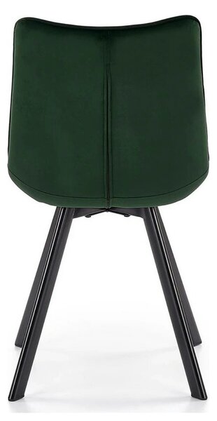 Scaun tapitat stofa K332, verde inchis/negru, catifea/metal, 46x61x84
