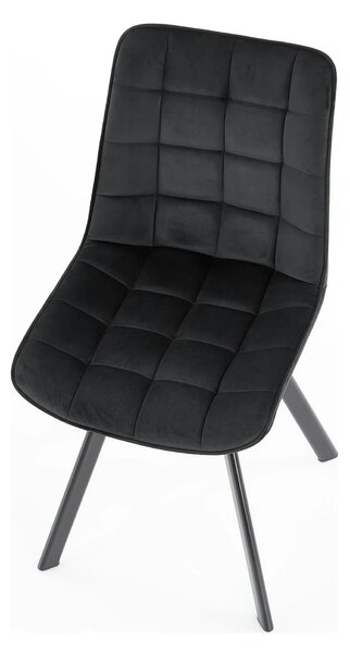 Scaun tapitat modern K332, negru, stofa catifelata/metal, 46x61x84 cm
