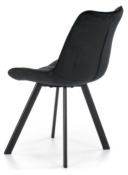 Scaun tapitat modern K332, negru, stofa catifelata/metal, 46x61x84 cm
