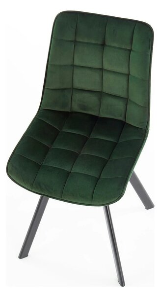 Scaun tapitat stofa K332, verde inchis/negru, catifea/metal, 46x61x84