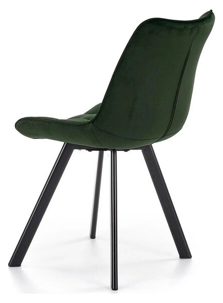 Scaun tapitat stofa K332, verde inchis/negru, catifea/metal, 46x61x84