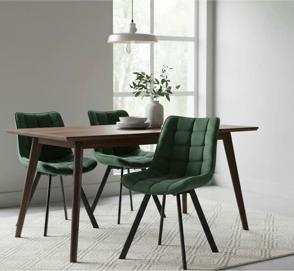 Scaun tapitat stofa K332, verde inchis/negru, catifea/metal, 46x61x84