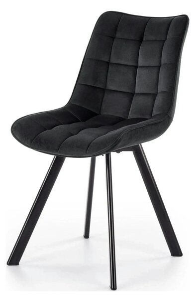 Scaun tapitat modern K332, negru, stofa catifelata/metal, 46x61x84 cm