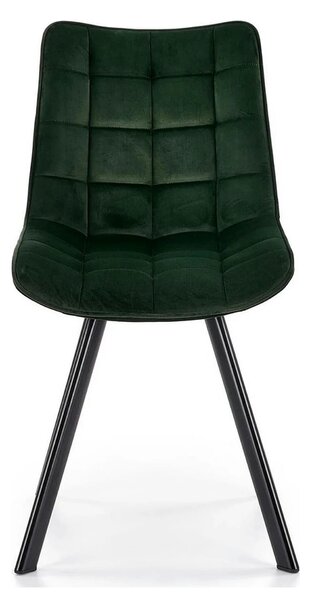 Scaun tapitat stofa K332, verde inchis/negru, catifea/metal, 46x61x84