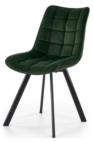 Scaun tapitat stofa K332, verde inchis/negru, catifea/metal, 46x61x84