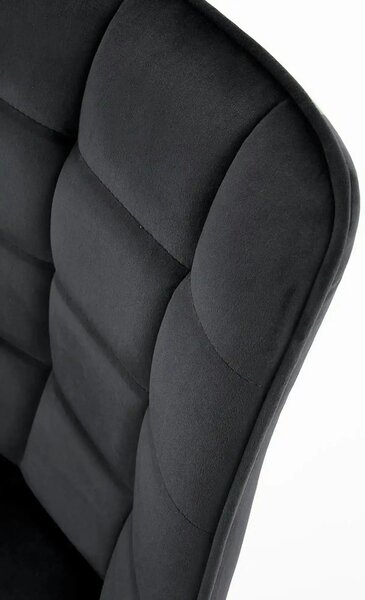 Scaun tapitat modern K332, negru, stofa catifelata/metal, 46x61x84 cm