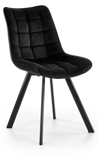 Scaun tapitat modern K332, negru, stofa catifelata/metal, 46x61x84 cm