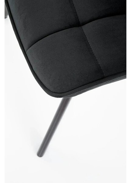 Scaun tapitat modern K332, negru, stofa catifelata/metal, 46x61x84 cm
