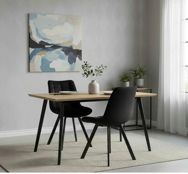 Scaun tapitat modern K332, negru, stofa catifelata/metal, 46x61x84 cm