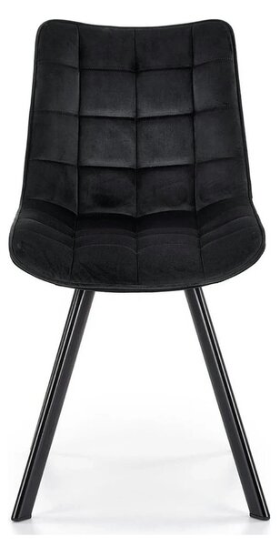 Scaun tapitat modern K332, negru, stofa catifelata/metal, 46x61x84 cm