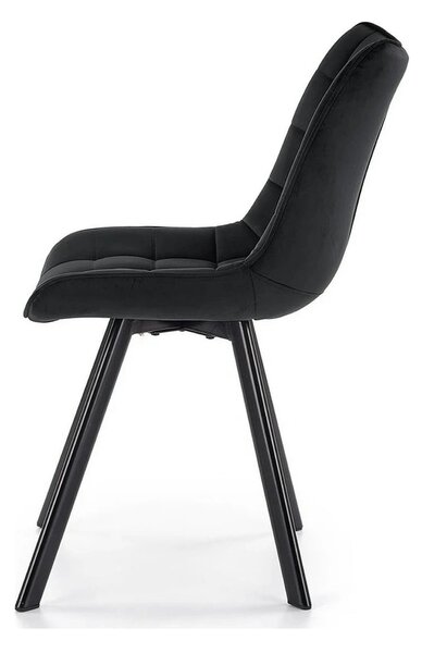 Scaun tapitat modern K332, negru, stofa catifelata/metal, 46x61x84 cm