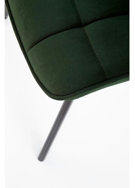 Scaun tapitat stofa K332, verde inchis/negru, catifea/metal, 46x61x84