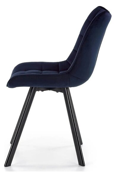 Scaun K332, albastru inchis/negru, stofa catifelata/metal, 46X61X84 CM