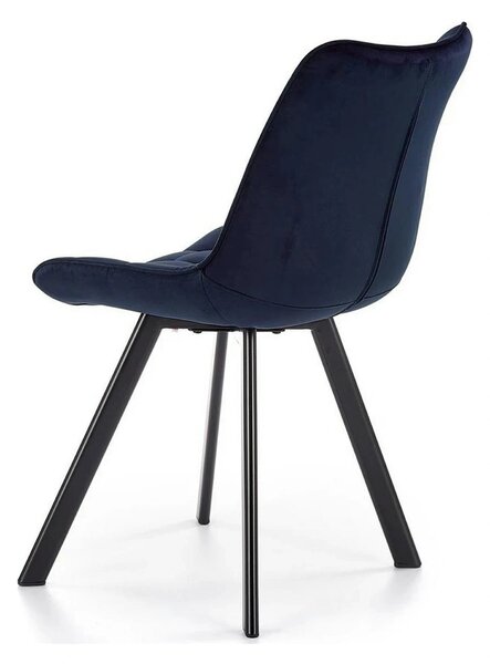 Scaun K332, albastru inchis/negru, stofa catifelata/metal, 46X61X84 CM