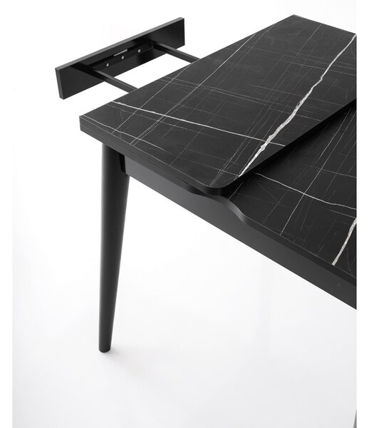 Masa extensibila TOTEM 3041, negru cu efect de marmura, PAL melaminat