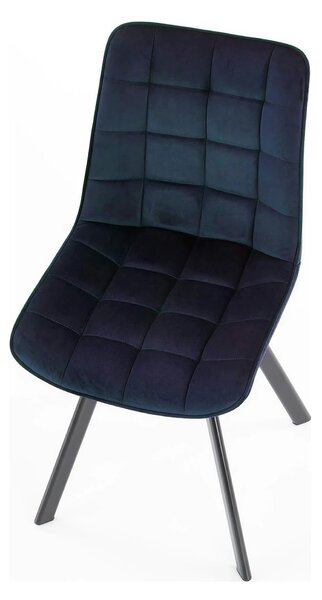 Scaun K332, albastru inchis/negru, stofa catifelata/metal, 46X61X84 CM