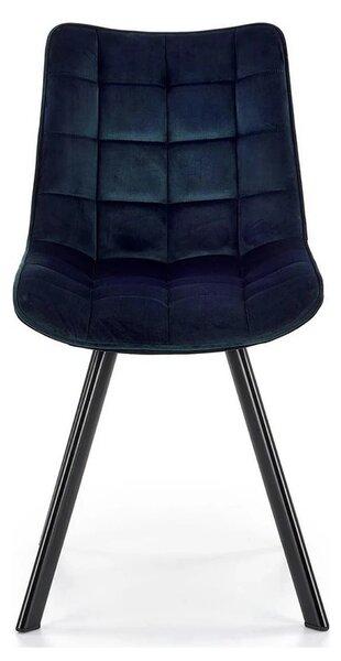 Scaun K332, albastru inchis/negru, stofa catifelata/metal, 46X61X84 CM