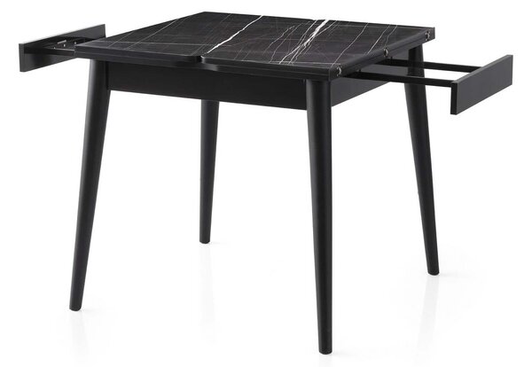 Masa extensibila TOTEM 3041, negru cu efect de marmura, PAL melaminat