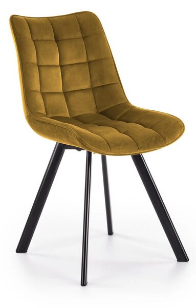 Scaun K332, galben mustar/negru, stofa catifelata/metal, 46X61X84 CM