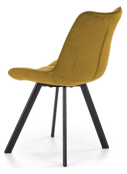 Scaun K332, galben mustar/negru, stofa catifelata/metal, 46X61X84 CM
