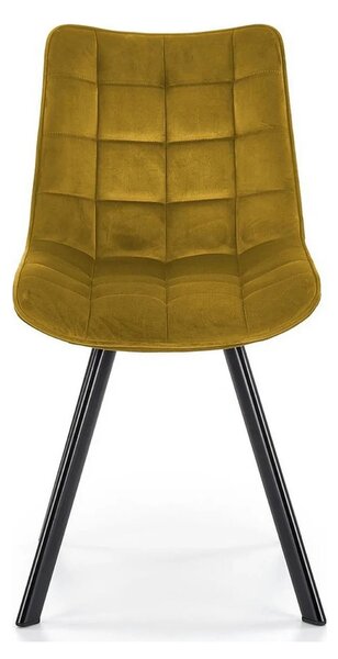 Scaun K332, galben mustar/negru, stofa catifelata/metal, 46X61X84 CM