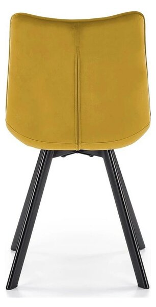 Scaun K332, galben mustar/negru, stofa catifelata/metal, 46X61X84 CM