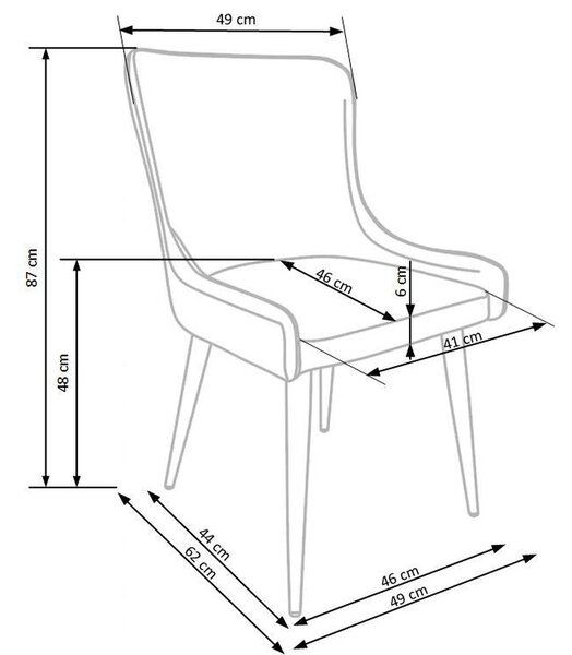 Scaun tapitat K333, gri/negru, stofa clasica/piele ecologica, 49X62X87