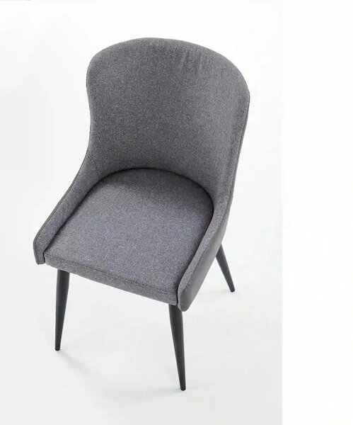 Scaun tapitat K333, gri/negru, stofa clasica/piele ecologica, 49X62X87