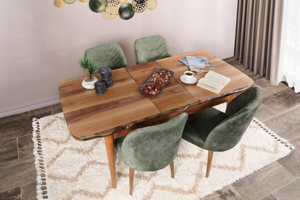 Set 4 scaune Dafne (Nuc + Verde închis). 1073156