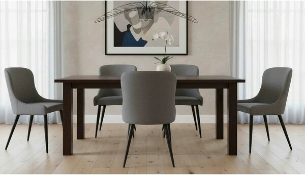 Scaun tapitat K333, gri/negru, stofa clasica/piele ecologica, 49X62X87