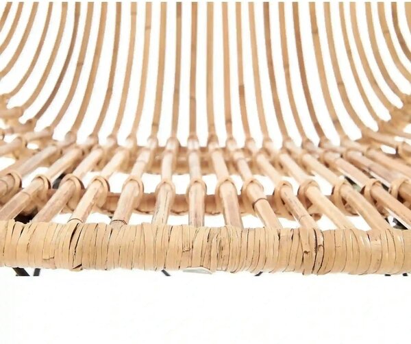 Scaun de gradina K335, bej/negru, rattan natural/otel, 61x63x90x45 cm