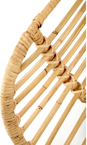 Scaun de gradina K335, bej/negru, rattan natural/otel, 61x63x90x45 cm