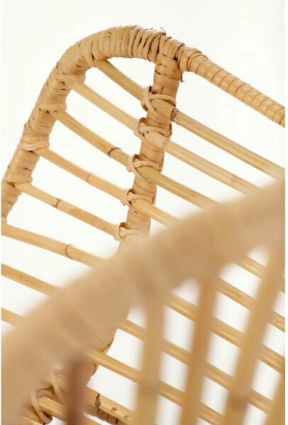 Scaun de gradina K335, bej/negru, rattan natural/otel, 61x63x90x45 cm