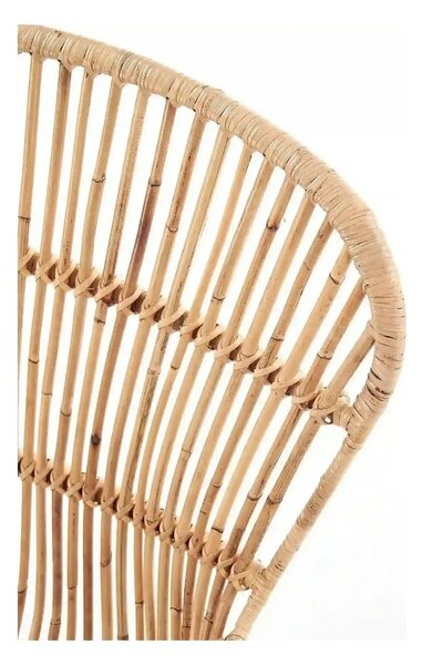 Scaun de gradina K335, bej/negru, rattan natural/otel, 61x63x90x45 cm