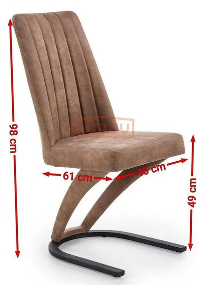 Scaun dining maro K338, maro/negru, piele ecologica/metal, 46X61X98 CM