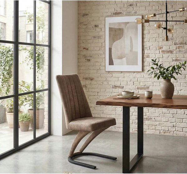 Scaun dining maro K338, maro/negru, piele ecologica/metal, 46X61X98 CM