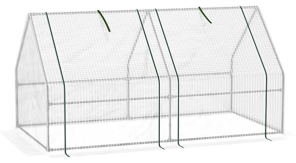 Outsunny Mini Seră Portabilă din PE pentru Grădină, cu Uși cu Fermoar și Acoperiș pentru Protecție UV/Apă, 180x90x90 cm, Alb | Aosom Romania