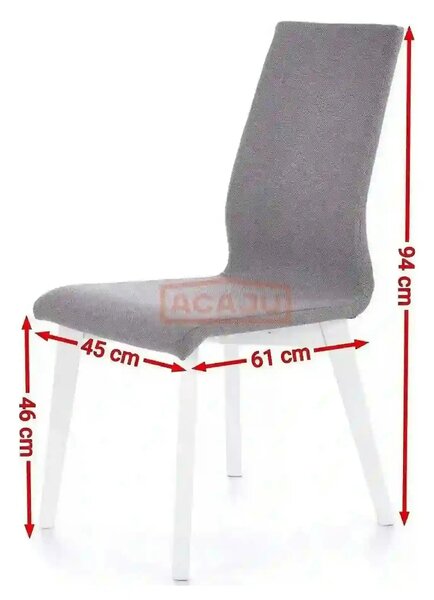 Scaun tapitat Focus, gri/alb, stofa clasica/lemn de fag, 45X61X94 CM