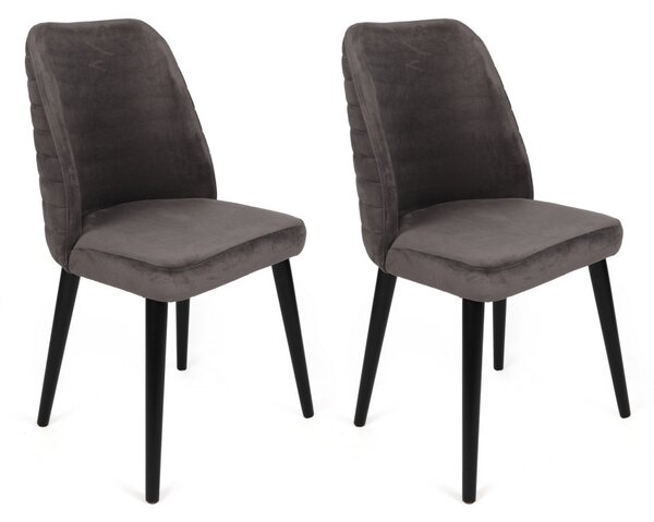 Set de 2 scaune Tutku-301, Antracit- Negru
