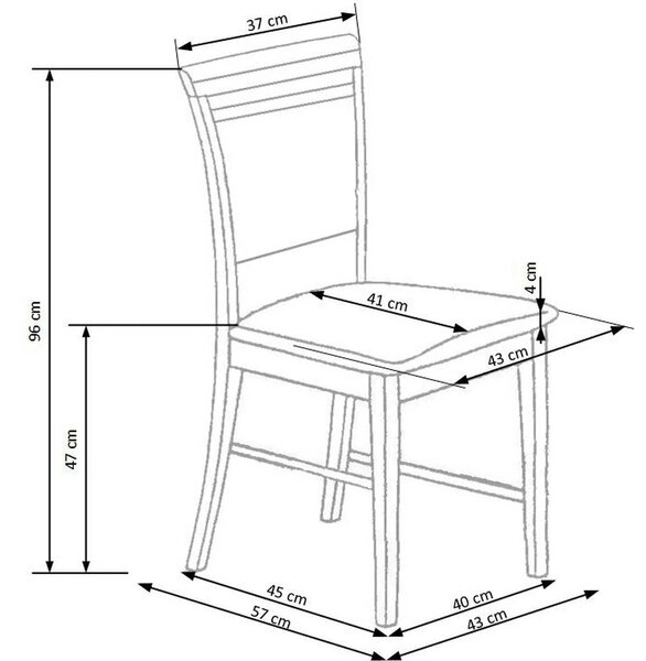 Scaun SYLWEK, gri/alb, stofa clasica/lemn, 43X56X96 cm