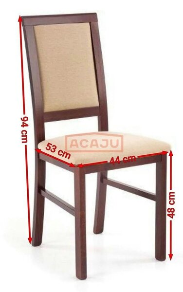 Scaun SYLWEK BIS, bej/nuc inchis, stofa clasica/lemn de fag, 44x53x94