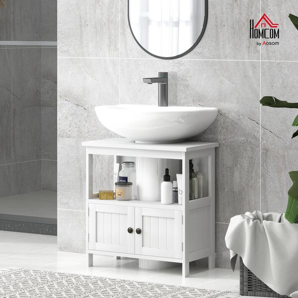 Kleankin Dulap Sub Chiuvetă cu Raft și 2 Uși 60x30x60 cm Alb | Aosom Romania