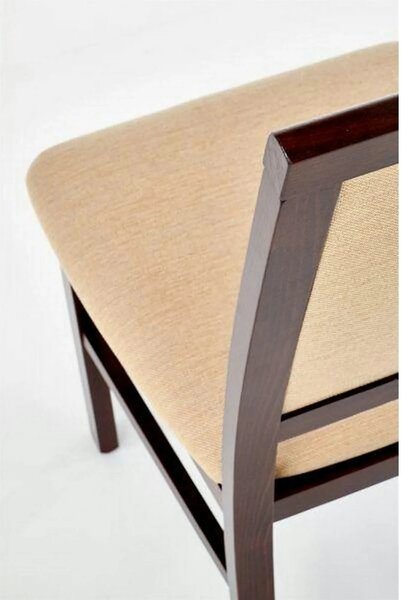 Scaun SYLWEK BIS, bej/nuc inchis, stofa clasica/lemn de fag, 44x53x94