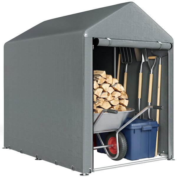 Outsunny Magazie pentru Scule cu Protecție UV și Intrare cu Fermoar, Cort de Garaj, 120x179x165 cm, Gri Închis | Aosom Romania