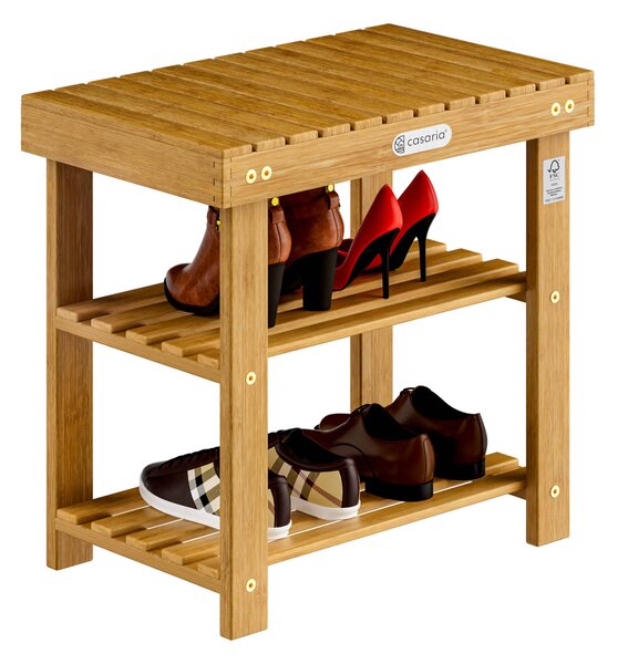 Bancă pentru hol cu spațiu pentru pantofi NINA, 50x33x46cm, maro natural Casaria