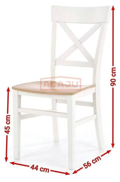 Scaun Tutti, stejar/alb, lemn de fag, 44X56X90 CM