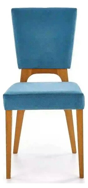 Scaun living WENANTY, albastru/stejar, stofa clasica/lemn, 43x56x91 cm