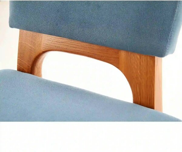 Scaun living WENANTY, albastru/stejar, stofa clasica/lemn, 43x56x91 cm