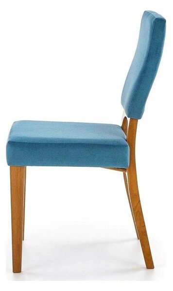 Scaun living WENANTY, albastru/stejar, stofa clasica/lemn, 43x56x91 cm